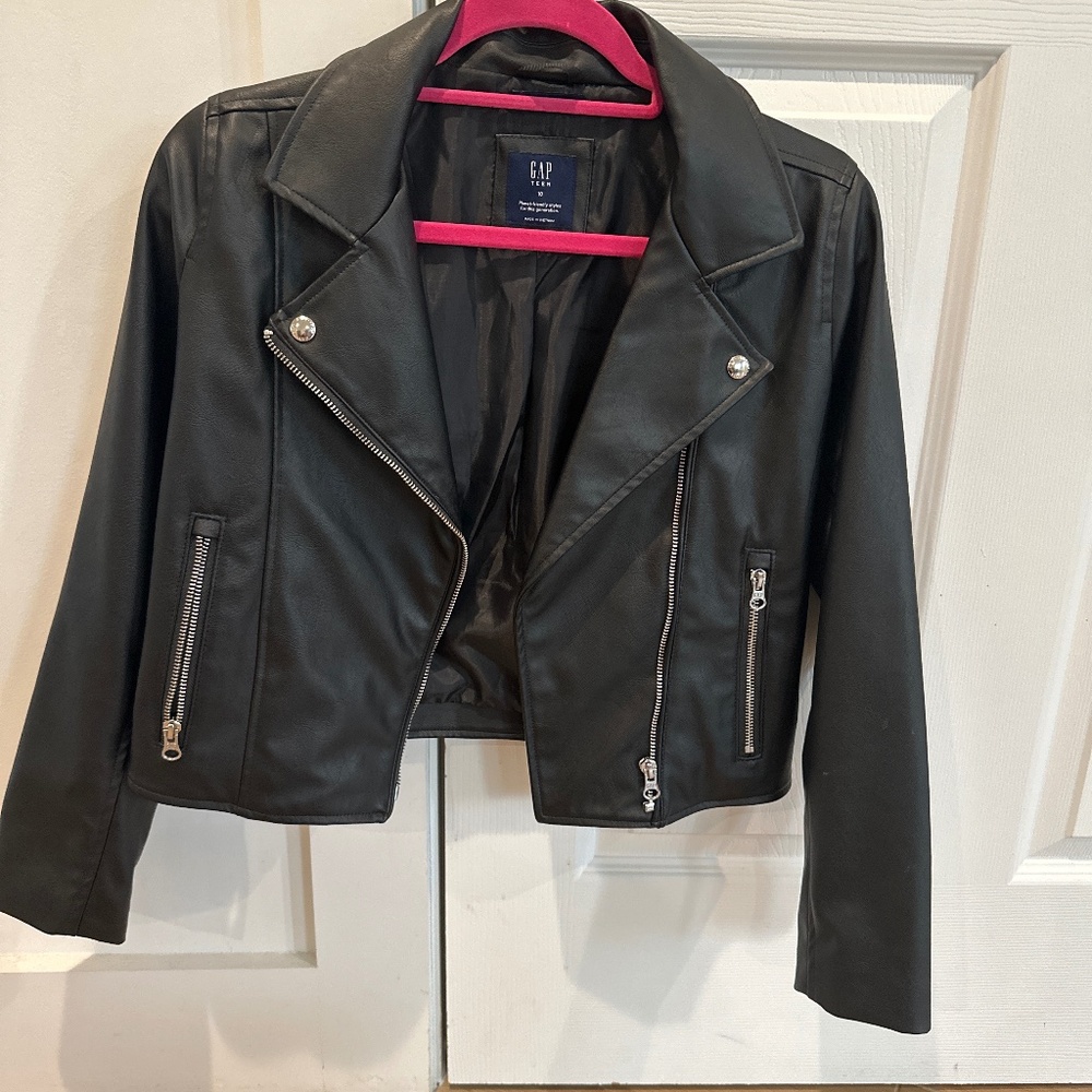 Gap teen vegan leather moto jacket